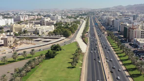 The Main Road in Muscat Al Khowair 4K Drone