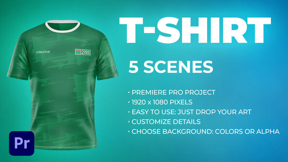 T-shirt II - 5 Scenes Mockup Template - Animated Mockup PREMIERE