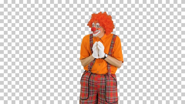 Cunning clown thinking having some evil thoughts, Alpha Channel