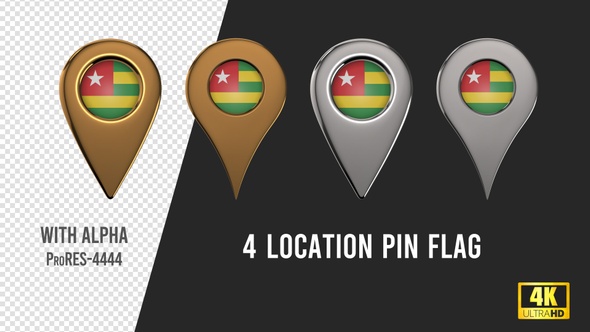 Togo Flag Location Pins Silver And Gold