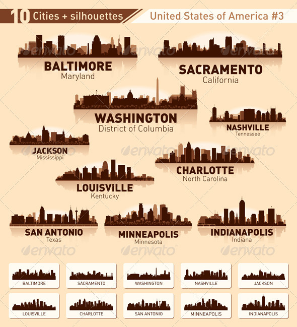 Skyline city set. 10 cities of USA #3