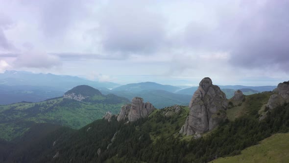 Fly Over Rocks In The Mountains