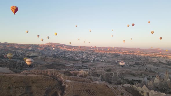 Cappadocia, Turkey : Balloons in the Sky. Aerial View