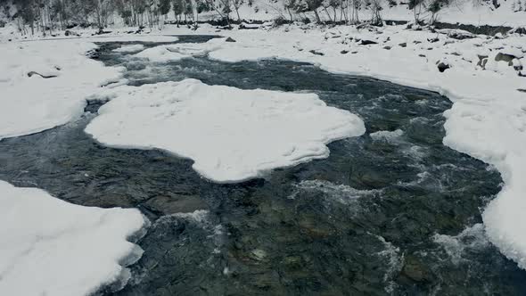 Snowy Mountain River Landscape