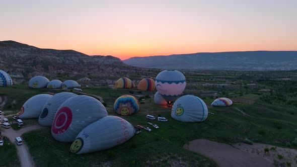 Aerial view Hot air baloons in Turkey 4 K