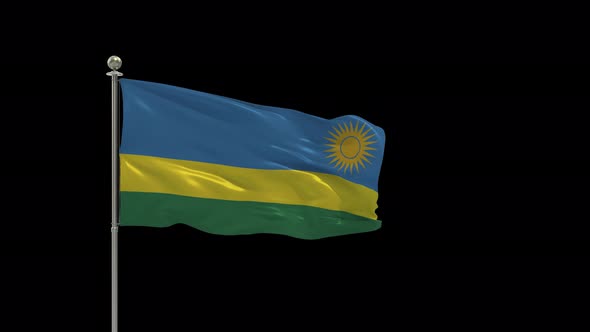 Rwanda Looping Of The Waving Flag Pole With Alpha