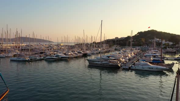 Picturesque View of the Port of Bodrum with the Sailing Boats at Turkey