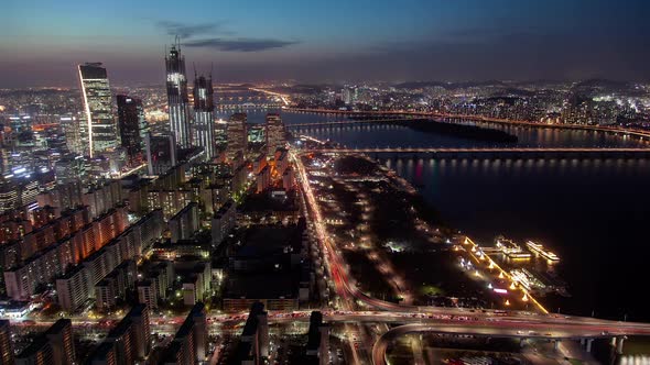 Korea Illuminated Cityscape Seoul Junction