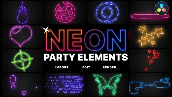 Neon Party Elements | DaVinci Resolve