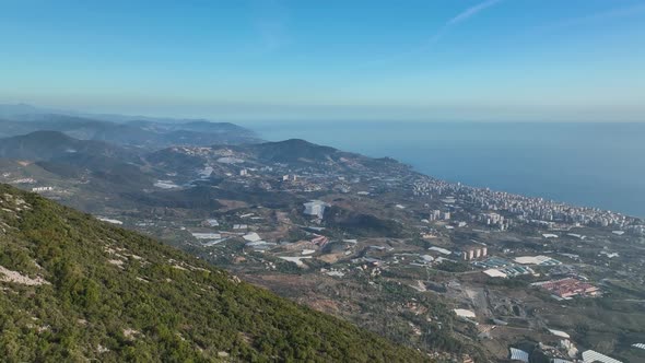 View of the city of Alanya aerial view 4 K