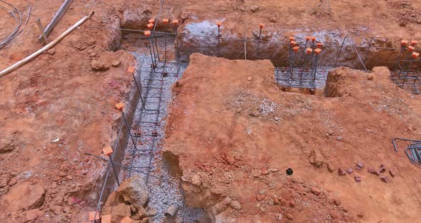 The Dig Trench Under a Concrete Foundation for a New Home