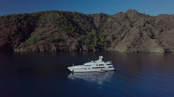 Aerial View of a Luxury Yacht at Sea alt