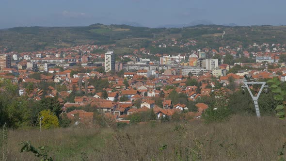 Eastern Serbia city of Zajecar 4k 2160p UHD video from Kraljevica hill nearby - Town of Zajecar city