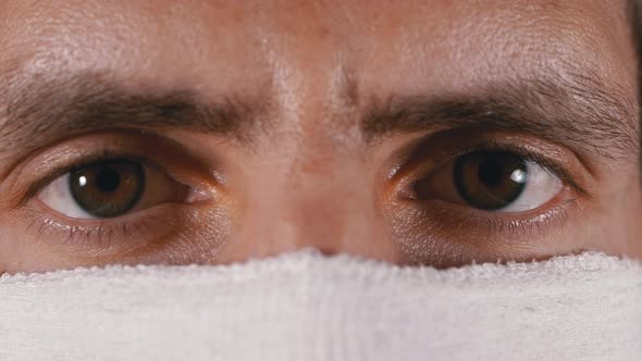 Portrait of Young Man in Protective Gauze Mask, Protection Coronavirus COVID-19