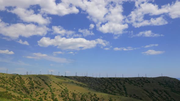 Wind Farms on a Windy Day Timelapse