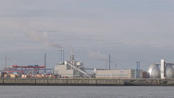 Hamburg Port Industrial Morning Time Lapse