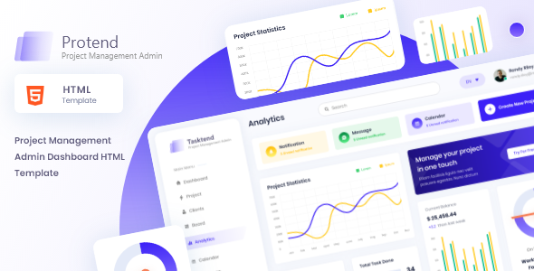 Protend - Project Management Admin Dashboard HTML Template