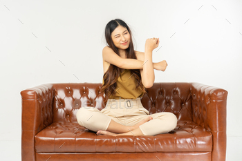 � smiling teenage girl sitting on sofa with tablet .office synonym concept.time relax from work hard