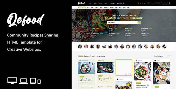 Qefood - Community Recipes Sharing HTML Template