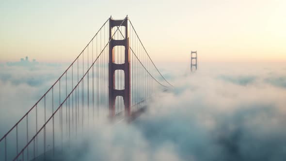 Golden Gate Bridge Covered in Fog. 