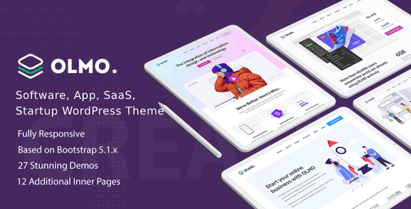 OLMO - Software & SaaS Landing WordPress Theme (Using Elementor Builder)