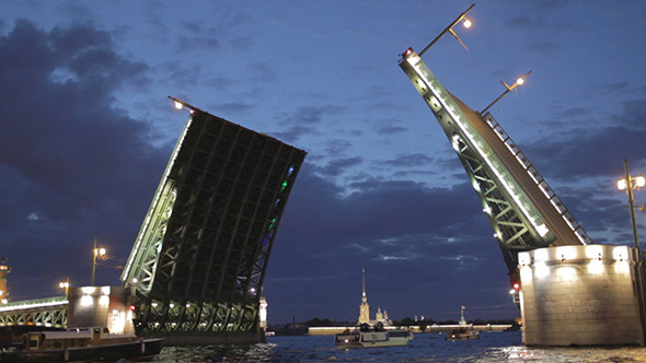 The Palace Bridge In Saint Petersburg