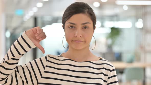 Portrait of Positive Indian Woman Doing Thumbs Up