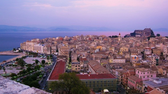 Aerial View of Old City at Night Time Lapse 2