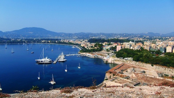 Aerial View of Yacht Marina, Corfu Time Lapse