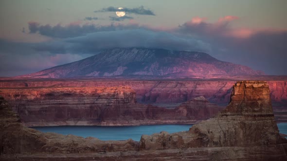 Time Lapse of the Moon Rising over Navajo Mountain at Sunset