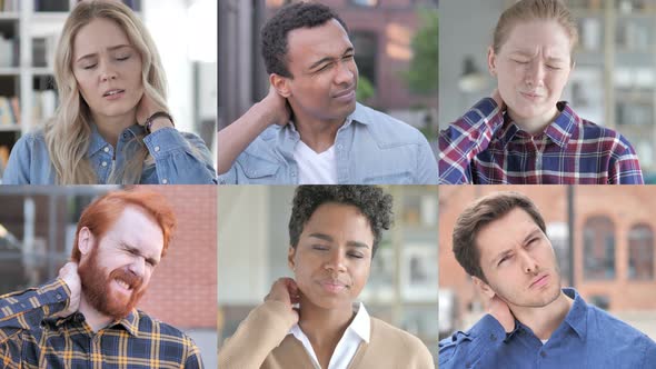 Collage of Young People Having Neck Pain