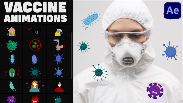Corona Virus And Vaccine Cartoon Icons for After Effects