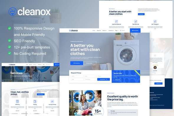 Cleanox - Laundry Service Elementor Template Kit