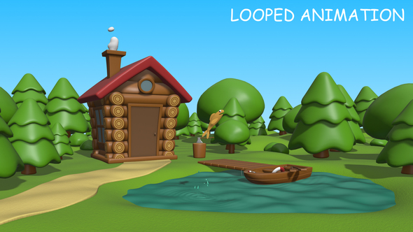 Cartoon Forest Cabin 02