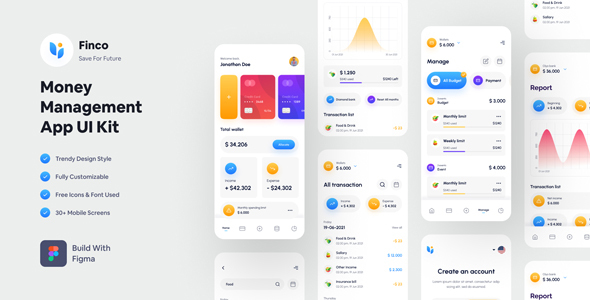 Finco - Money Management App Figma UI Kit