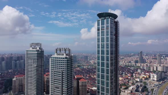 Aerial view of Emaar Square shopping mall with residence and city background of Istanbul