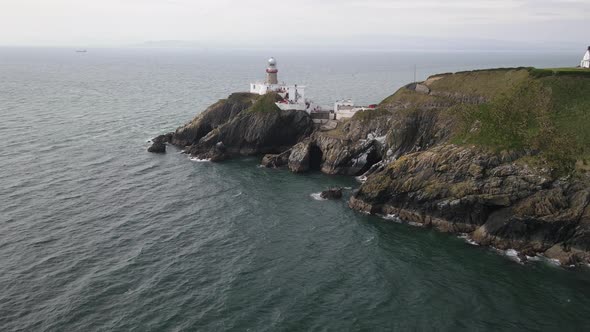 Aerial View Of Baily Lighthouse, Howth, County Dublin, Ireland - drone shot