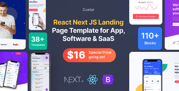 Custar - React Next JS Landing Page Template
