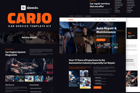 Carjo - Car Services & Repair Elementor Template Kit