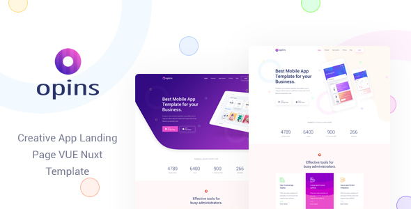 Opins - Creative App Landing Page Vue Nuxt Template