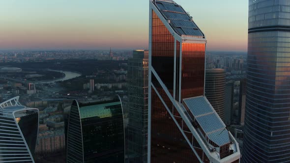 Aerial Cityscape of Moscow with Skyscrapers in Business Centre, Russia