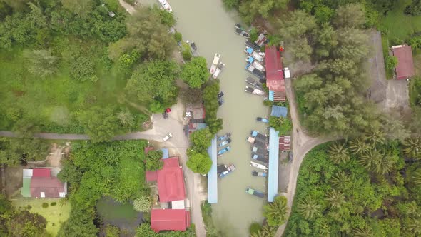 Aerial view Malays fishing village