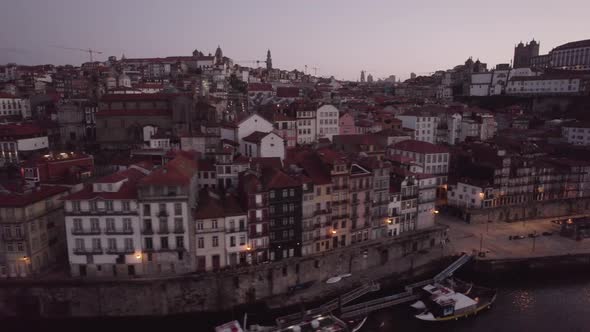 Porto city center houses closeup