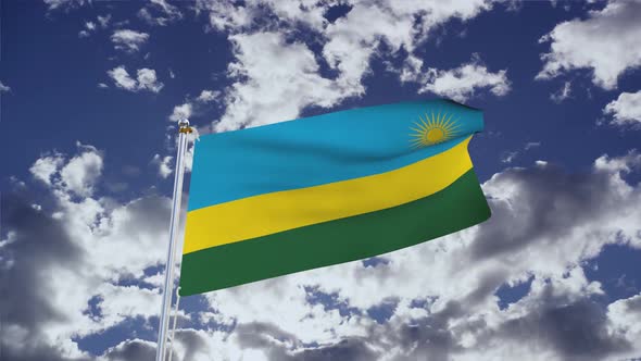 Rwanda Flag With Sky 4k