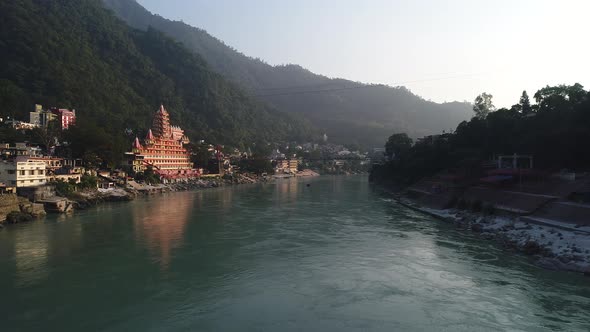 City of Rishikesh state of Uttarakhand in India seen from the sky