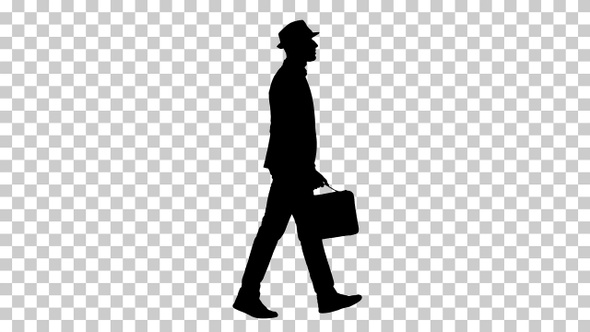 Silhouette Man walking, Alpha Channel