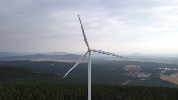 Aerial shot of a wind farm