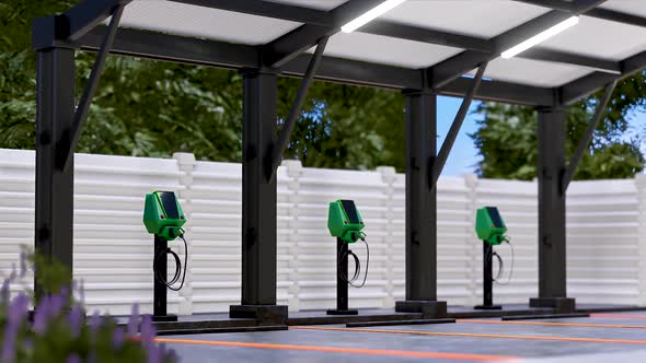 Electric vehicle charging station.