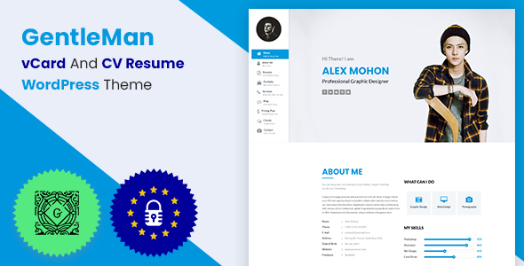 GentleMan- vCard & CV Resume WordPress Theme