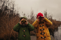 Children Brother and Sister in Autumn Clothes Use Their Binoculars on a Nature Trail - PhotoDune Item for Sale